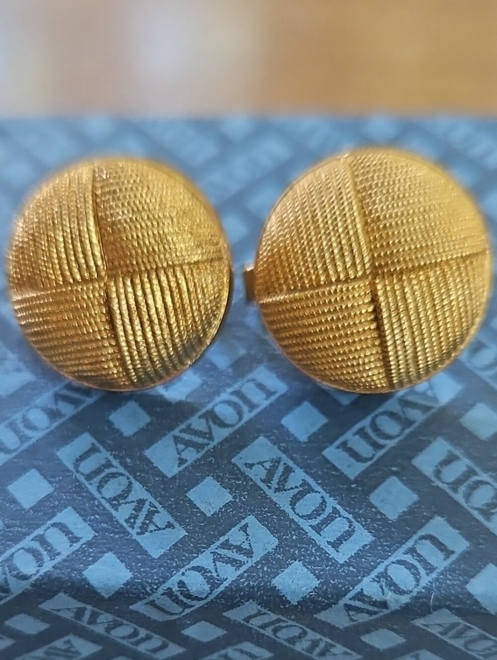Avon Textured Button Clip-On Earrings